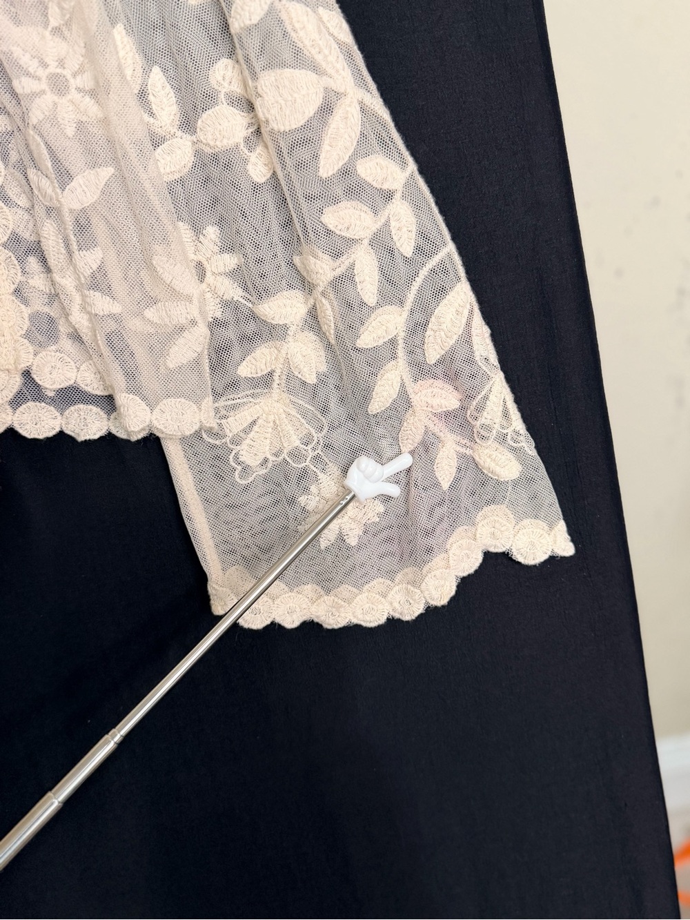 Cream Floral Lace Peasant Blouse long bell sleeve festival Hippie Woodstock - Picture 6 of 12
